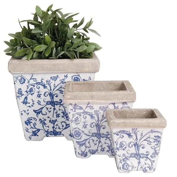 Aged Ceramic Flower Pots - Set Of 3 4 Aged Ceramic Flower Pots - Set Of 3 - Image 2