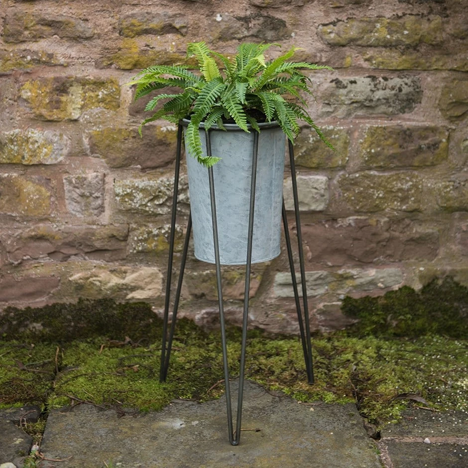 Tall Galvanised Planter With Stand 3 Tall Galvanised Planter With Stand