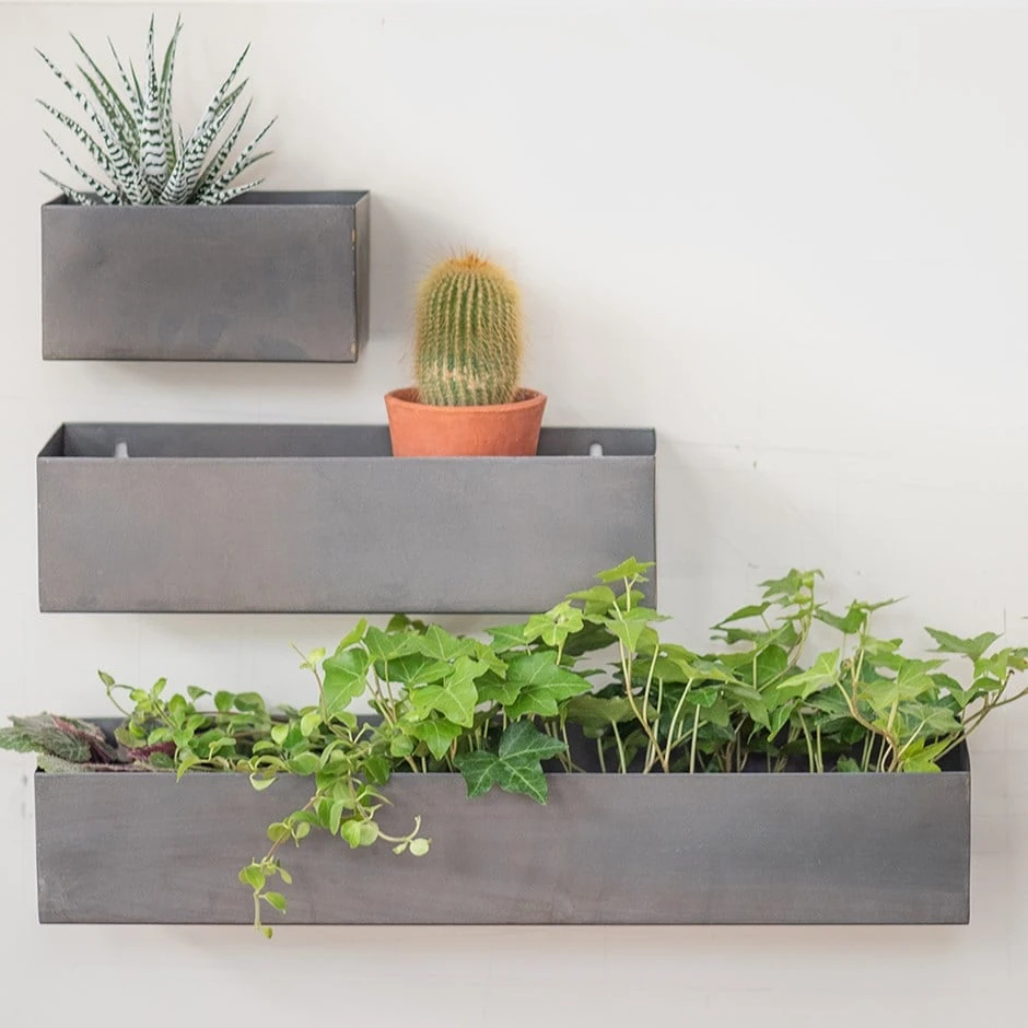 Zinc Wall Planters - Set Of 3 3 Zinc Wall Planters - Set Of 3