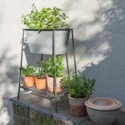 Trough On Stand With Shelf - Short 12 Trough On Stand With Shelf - Short -Ever Bloom Gardens pr2000037548 card4 lg