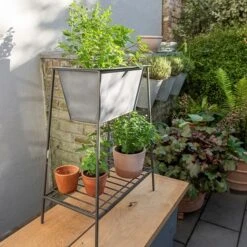 Trough On Stand With Shelf - Short 14 Trough On Stand With Shelf - Short -Ever Bloom Gardens pr2000037548 card6 lg