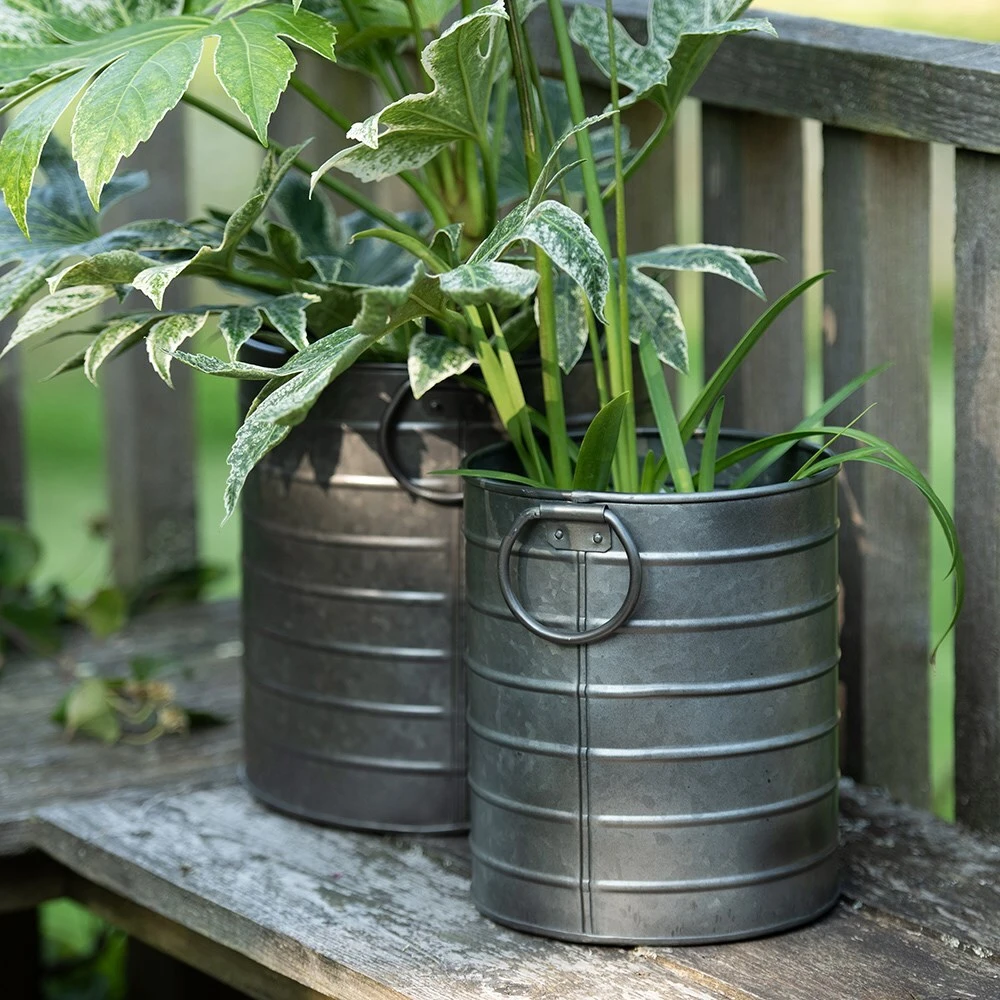 Galvanised Cylinder Pot 4 Galvanised Cylinder Pot - Image 2