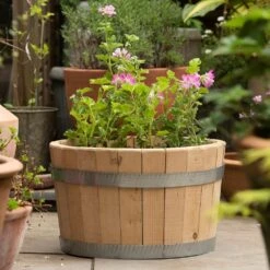 Hardwood Barrel Planter -Ever Bloom Gardens pr2000044967 card4 lg