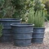 Greystoke Ribbed Planter - Aged Zinc -Ever Bloom Gardens pr2000046295