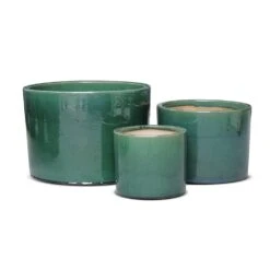 Glazed Ceramic Cylinder Crackle Green 12 Glazed Ceramic Cylinder Crackle Green -Ever Bloom Gardens pr2000046309 card5 lg