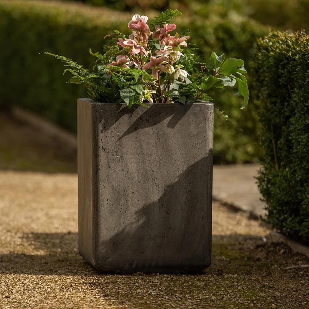 Tall Cement Cube Pot - Waxed 6 Tall Cement Cube Pot - Waxed - Image 4