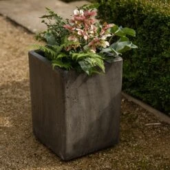 Tall Cement Cube Pot - Waxed 15 Tall Cement Cube Pot - Waxed -Ever Bloom Gardens pr2000046318 card5 lg