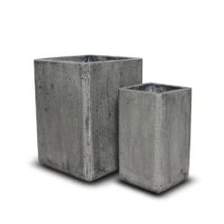 Tall Cement Cube Pot - Waxed 16 Tall Cement Cube Pot - Waxed -Ever Bloom Gardens pr2000046318 card6 lg