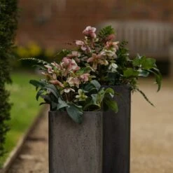 Tall Cement Cube Pot - Waxed 17 Tall Cement Cube Pot - Waxed -Ever Bloom Gardens pr2000046318 card7 lg