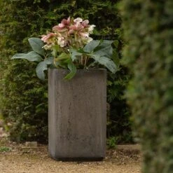Tall Cement Cube Pot - Waxed 18 Tall Cement Cube Pot - Waxed -Ever Bloom Gardens pr2000046318 card8 lg