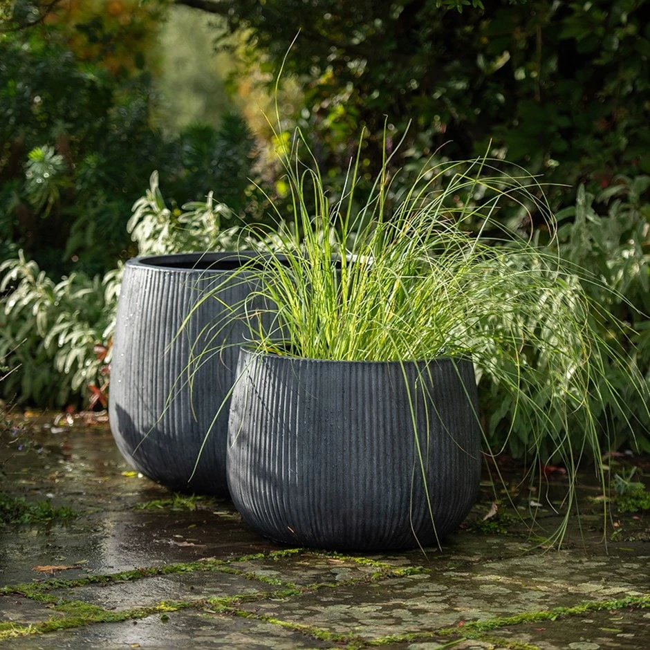 Ripple Bowl Planter - Ash Grey 3 Ripple Bowl Planter - Ash Grey